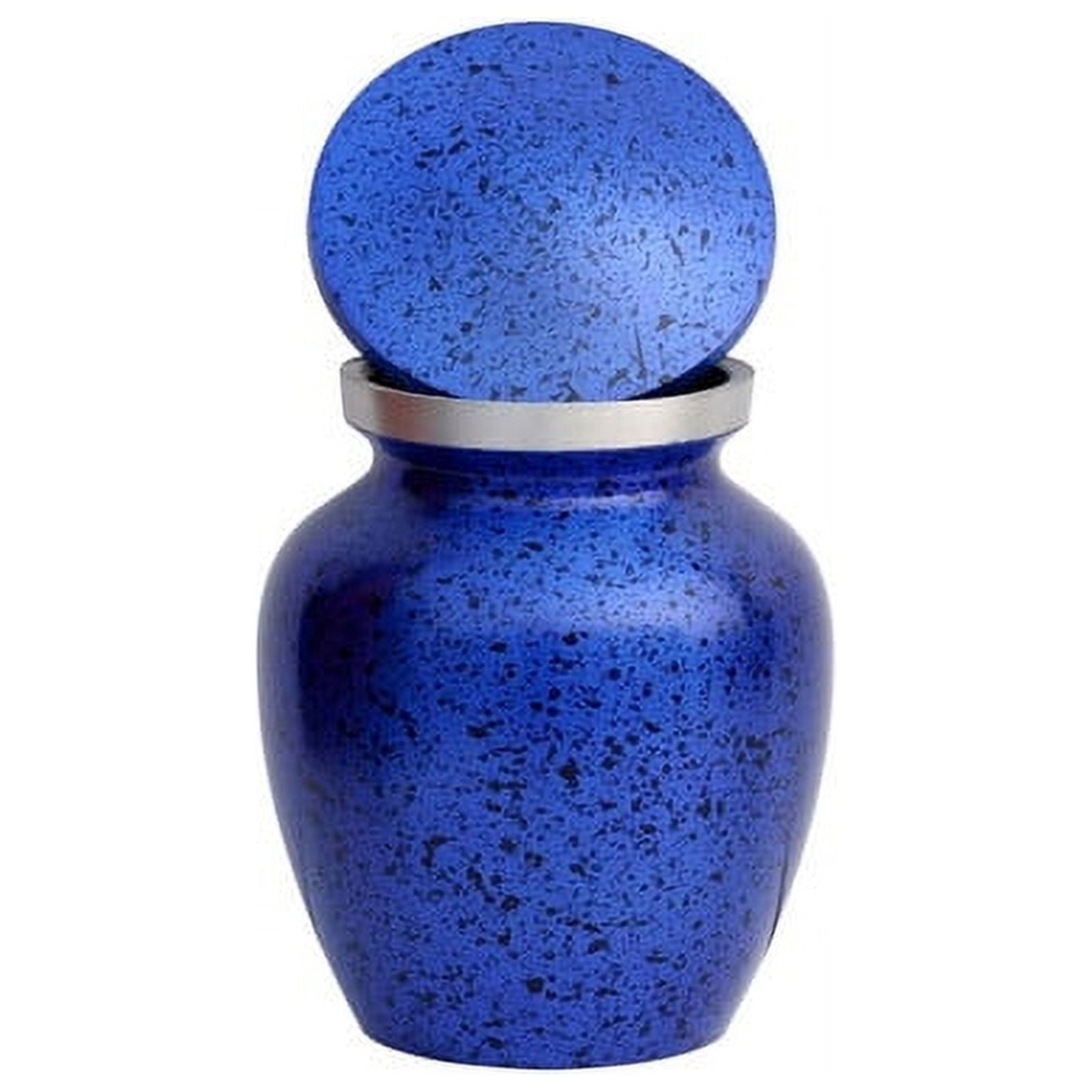 SHREYAS Aluminium BLUE BLACK DOT Medium Size Cremation URNs Keepsake Vase of Human & Pet Ashes