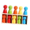 thumbnail image 4 of 10x Rainbow Wooden Molls People Figuras bloques tempranos Coordinación de ojo a mano con caja de madera para más de 3 años niños, 4 of 8