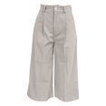 thumbnail image 6 of Women's High Waist Wide Leg Cropped Pants, Pleated Front with Pockets, Business Casual Capri Trousers for Summer Office or Daily Wear, Breathable and Lightweight Beige L, 6 of 6