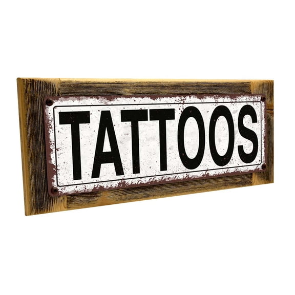 Framed Tattoos 4"x12" Metal Sign, Wall Décor for Home and Office