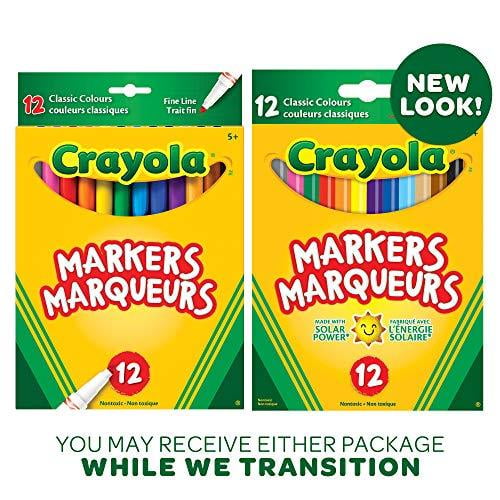 12 marqueurs à trait fin Crayola Pointe fine pour tracer, écrire et dessiner.