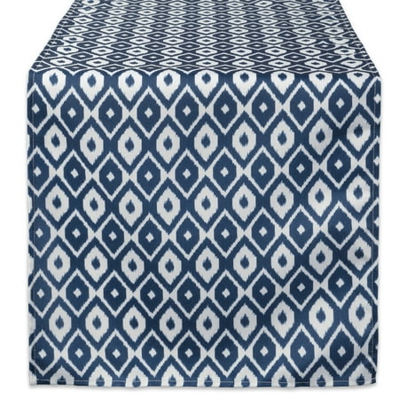 

Contemporary Home Living 14 x 72 Blue And White Ikat Rectangular Outdoor Table Runner