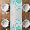 thumbnail image 6 of Teal Waves Abstract Table Runner - 120 Inch Long, Kitchen Dining Table Runner Dresser Scarves, Gradient Fluid Water Ripple Farmhouse Decor for Coffee Tables Wedding Party Banquet, 6 of 8