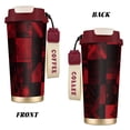 thumbnail image 2 of Stainless Steel Coffee Cup 7.7×2.6×3.5in Tapered Design Nylon Woven Wrist Strap Portable Durable Cup Bottom With Non-Slip Sticker Darkred Geometric Patterns_2, 2 of 8