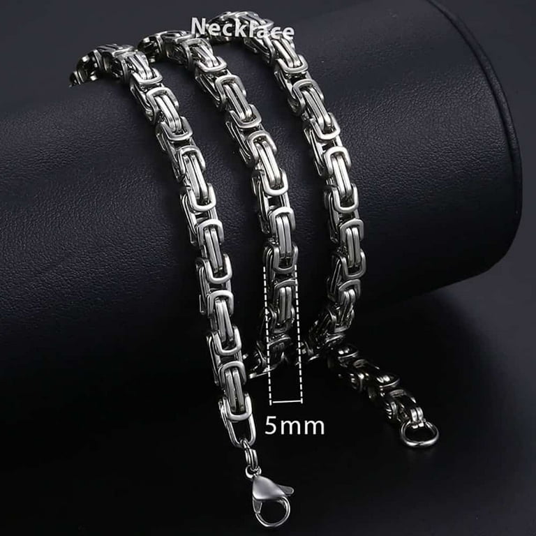 5mm Byzantine Box Link Necklace Chain Stainless Steel Jewelry For