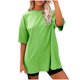 thumbnail image 2 of ICHUANYI Clearance Women Fashion Casual Solid Loose Short Sleeve T-shirt Blouse Pullover(Green, M) ICHUANYI WER2023081007435, 2 of 4