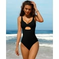 thumbnail image 2 of Asoul One Piece Ribbed Swimsuits for Womens High Cut Padded Monokini Bathing Suit, 2 of 6