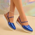 thumbnail image 3 of HomeDM Womens Wedge Sandals Espadrilles Flatform Closed Pointy Toe Slingback Slip-On Comfortable Casual Summer Wedges Shoes, Blue Size 7, 3 of 9