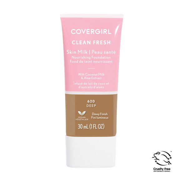 COVERGIRL - Clean Fresh Skin Tint Foundation, Formulated without Parabens, Sulfates, Mineral Oil & Talc. Made with Niacinamide, Coconut Milk & Aloe Extracts, 100% Vegan & Cruelty-Free