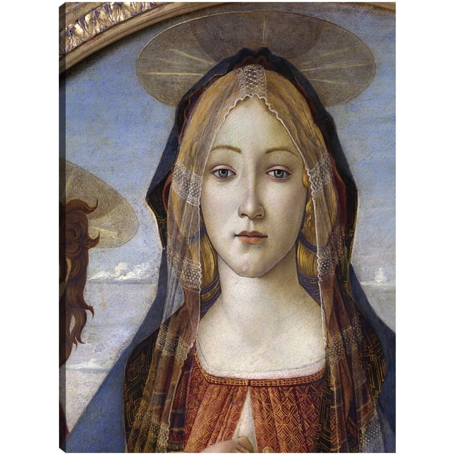 Cuadro Decorativo - Detalle de La Virgen y el Niño con San Juan y Ángel Sandro Botticelli 1490 Jr Impresión en canvas, estrechado.
