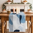 thumbnail image 2 of Table Runner 60 Inches Long for Kitchen Dining, Blue Bohogeometric Dresser Scarf Farmhouse, Dining Table Decorations for Wedding/Parties, Bohemia Ethnic Abstract Lines Leaf 13 x 60 In, 2 of 8
