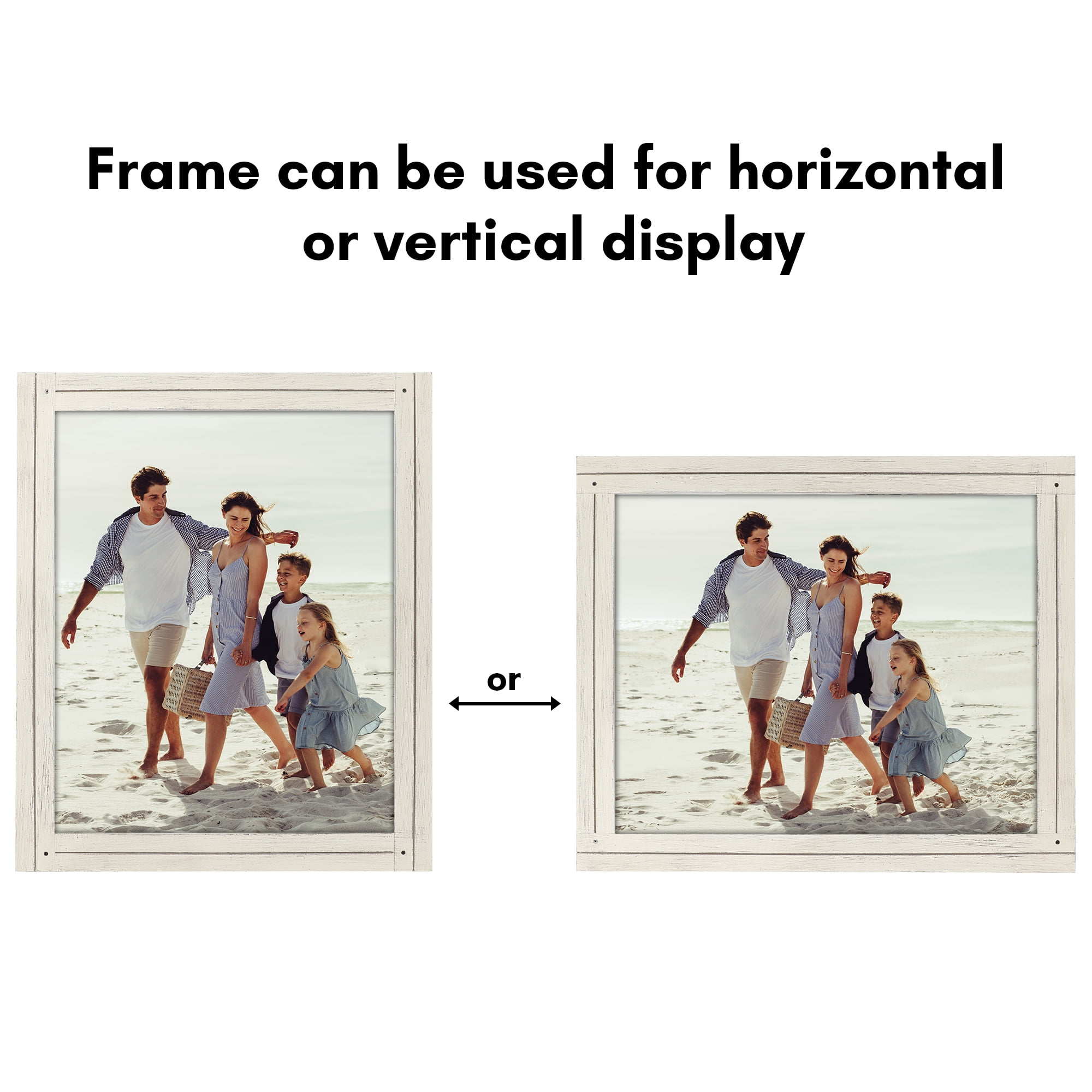 Americanflat 16x20 Picture Frame with Polished Plexiglass Hampton Collection Distressed Frames - Aspen White