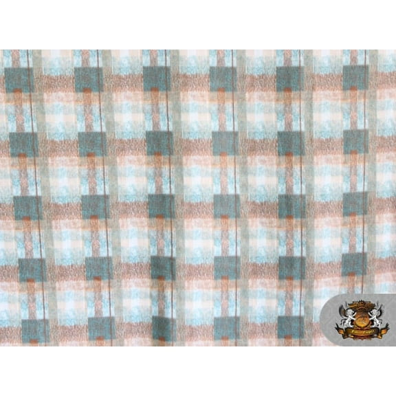 Fleece Printed Fabric Printed Tartan Peat / 58" Wide / Sold by the yard S-193