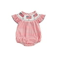 thumbnail image 2 of 4th Of July Baby Girl Outfit Newborn Smocked Bubble Romper Infant USA Flag Bodysuit Top Summer Patriotic Clothes, 2 of 9