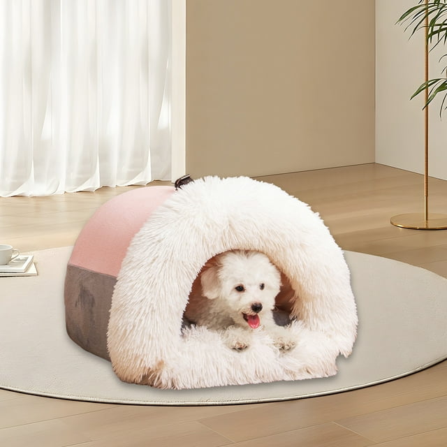 Caseta para perros plegable de interior, suave, cálida, cueva para cachorros con cojín para perros pequeños, medianos y grandes.