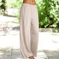 thumbnail image 2 of Women's Spring Summer Embroidered Wide Leg Pants Cotton Linen High Waist, 2 of 6