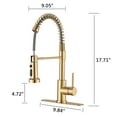 thumbnail image 6 of High Arc Spring Kitchen Sink Faucet with Pull Down Sprayer and Deck Plate Brushed Gold, 6 of 7