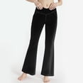 thumbnail image 2 of MASRIN Fake Jeans for Women Stretch High Waisted Flared Yoga Pants Solid Casual Butt Lifting Bell Bottom Leggings Black S, 2 of 8