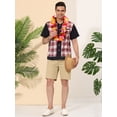 thumbnail image 3 of Lars Amadeus Camisa a cuadros de patchwork para hombre, manga corta, con botones, color block blanco rojo M, 3 of 6