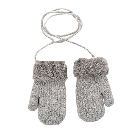 comerut Children Winter Knitted Thickened Hanging Neck 1-4 Years Old Boys Girls Gloves
