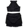 thumbnail image 3 of Women and Girls Sleeveless Crop Tops with Tassel Skirt Set for Latin Jazz Ballet Dancewear, 3 of 11