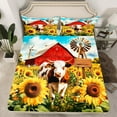 thumbnail image 2 of Castle Fairy Animal Cow Twin Sheet Sets 3pcs for Boys Girls,Rustic Farmhouse Cabin Twin Fitted Sheet Microfiber,Chic Floral Yellow Sunflowers Breathable Flat Sheet,Breathable Home Decor, 2 of 7