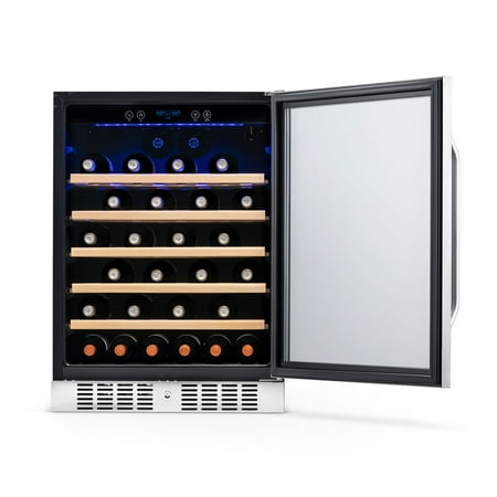 NewAir - 24" Built-In 52 Bottle Compressor Wine Fridge with Precision Digital Thermostat - Stainless Steel