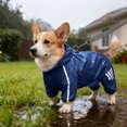 thumbnail image 7 of Dog Raincoat Waterproof Reflective Full Body Jumpsuit for Medium Dogs Like Corgi Pet Rain Gear with Hood for Rainy Day Walking and Outdoor UseL, 7 of 7