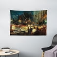 thumbnail image 1 of Night Tapestry, Painting of Shopping Street City with Colorful Nightlife Abstract Brushstrokes Art, Wall Hanging for Bedroom Living Room Dorm Decor, 60W X 40L Inches, Multicolor, by Ambesonne, 1 of 2