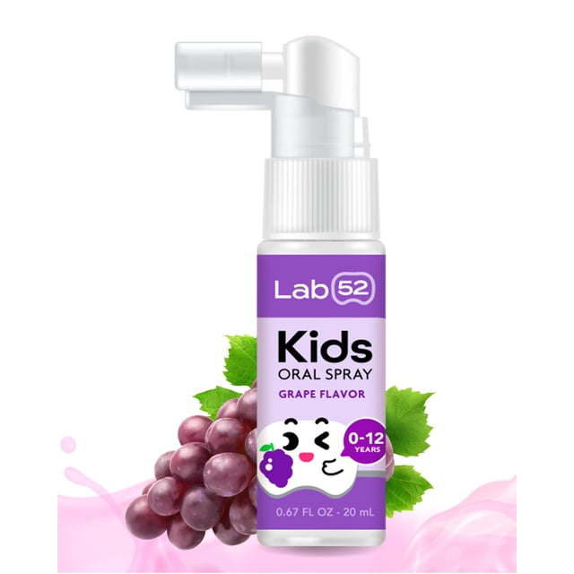 Spray bucal LAB52 Kids Oral Spray para reparación de caries, sabor uva