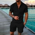 thumbnail image 1 of Vedolay Short Sets Men 2 Piece Outfits Men's 2 Piece Outfits Tracksuits Summer Fashion Casual Short Sleeve and Shorts set,Black S, 1 of 3