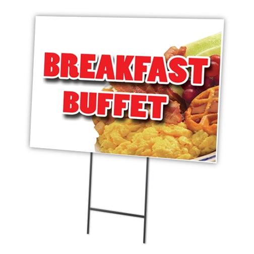 BREAKFAST BUFFET 18"x24" Yard Sign & Stake | Advertise Your Business | Stake Included Image On Front Only | Made in The USA