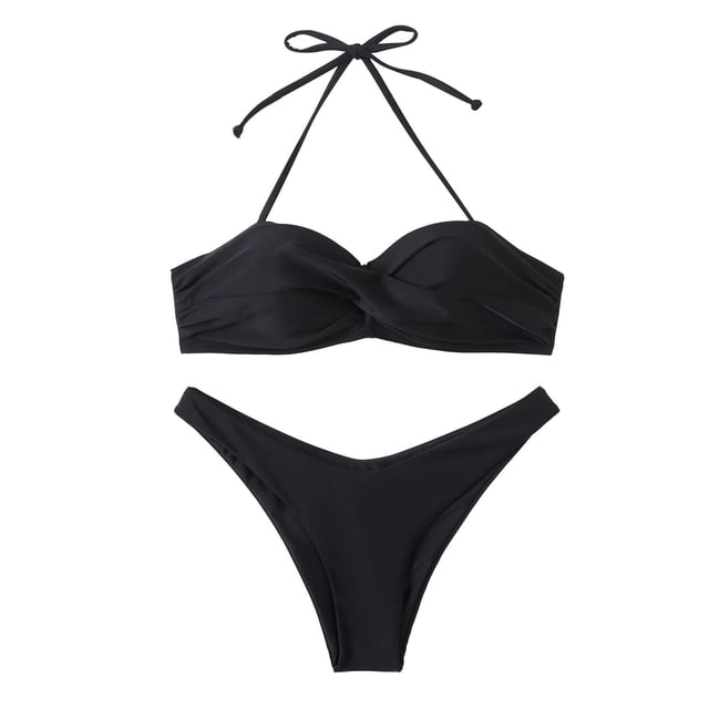 Conjunto de ropa de playa con estampado de Bikini y traje de baño dividido calado de Color sólido cómodo para mujer OAVQHLG3B Store lin121212