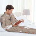 thumbnail image 6 of Yiaed Chicken Print Men’s Pajamas Set - Long Sleeve Button Down Sleep Shirt and Pajama Bottoms Sleepwear Set Mens Pjs Sets Men's Pajama Bottoms-Medium, 6 of 7