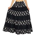 thumbnail image 5 of Amoghah Boho Style Cotton Floral Print Long Flaired Skirt Elastic Waist Bottoms, 5 of 5