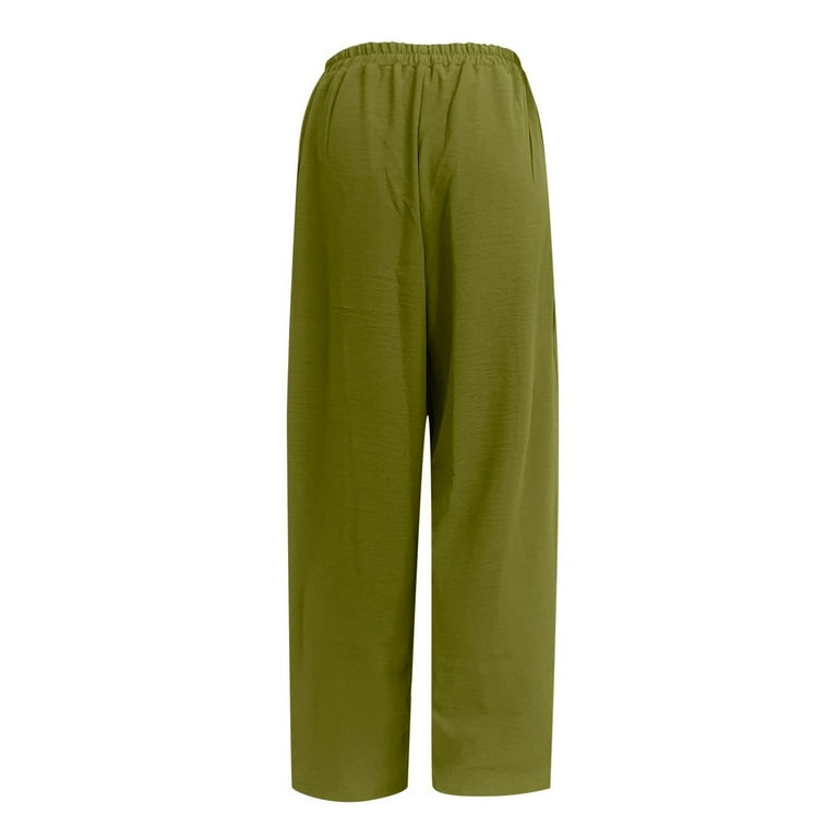 CTHY TECHWOOL BAGGY SARROUEL SLACKS カーキ Mrat Scrub Pants for Women Casual Loose Baggy Pocket Trousers