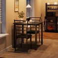 thumbnail image 3 of 3 Piece Dining Table Set with 2 Chairs, Space Saving Rectangular Kitchen Table with MDF Top and Metal Frame, Compact Breakfast Nook Set for Apartment Dining Room, Gray Retro Black, 3 of 8