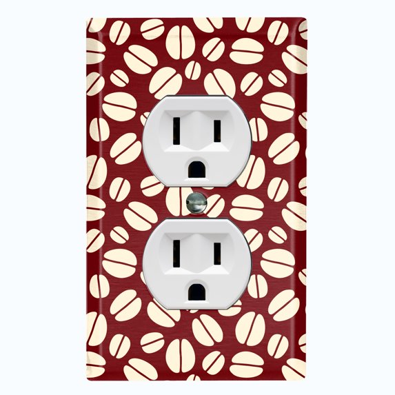 Metal Light Switch Wall Plate Outlet Cover (Coffee Espresso Mocha Bean Pattern Brown - Single Duplex)