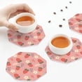 thumbnail image 6 of Bingfone Vintage Strawberry Floral Leather Drinks Coasters with Set of 6,Suitable for Home Kitchen,Coffee Cup Coasters Home Gift, 6 of 7
