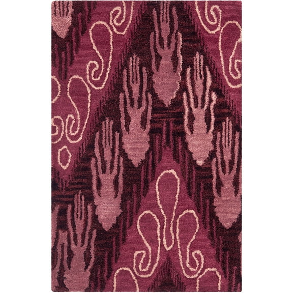 SAFAVIEH Ikat IKT473A Handmade Dark Brown / Purple Rug