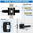 thumbnail image 2 of 4 Pack Matte Black Door Handles, Keyrank Keyless Interior Door Knobs, Privacy Door Lever Locksets for Bedroom Bathroom, Heavy Duty Square Door Lock, Reversible for Left & Right Handled Doors, 2 of 6