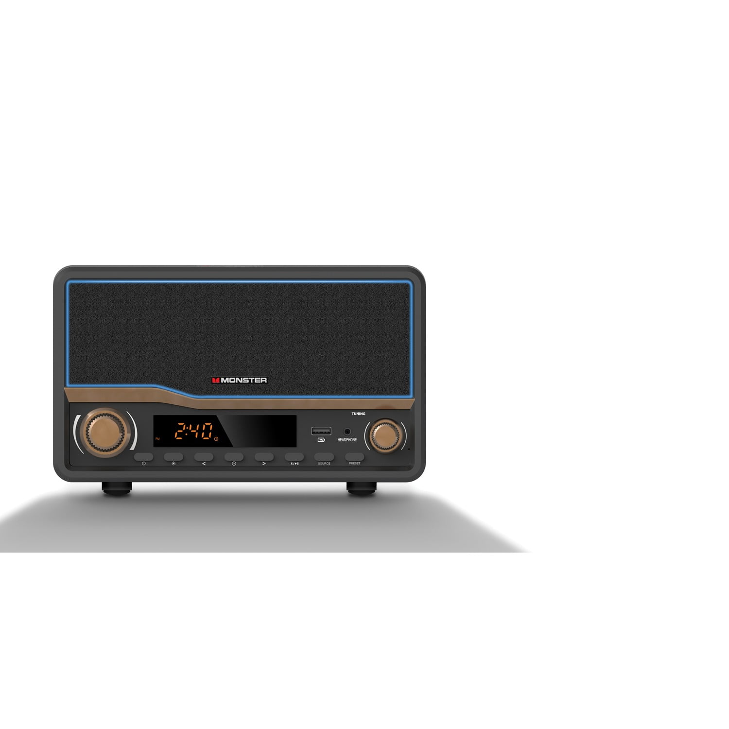 monster decora bluetooth clock radio