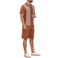 thumbnail image 5 of INSPIRE CHIC Men's 2 Pieces Sets Polo Shirt & Shorts Printed Knit Outfits M Brown, 5 of 6