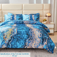 thumbnail image 5 of ZXJMHJ Full Size Teal Comforter Set,6 Pcs Gradient Watercolor Marble Pattern Bedding Set, Retro Artwork Style Aesthetic Bed Set for Adult, 5 of 9