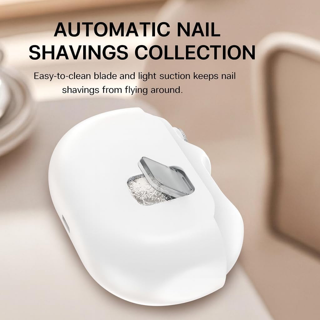 ABPETE Electric Nail Clipper, Automatic 4 in 1 Baby Nail Trimmer and Polisher with LED Light & Nail Storage Box, Electric Nail File with Multiple Speed Gears for Baby, Adults, Senior