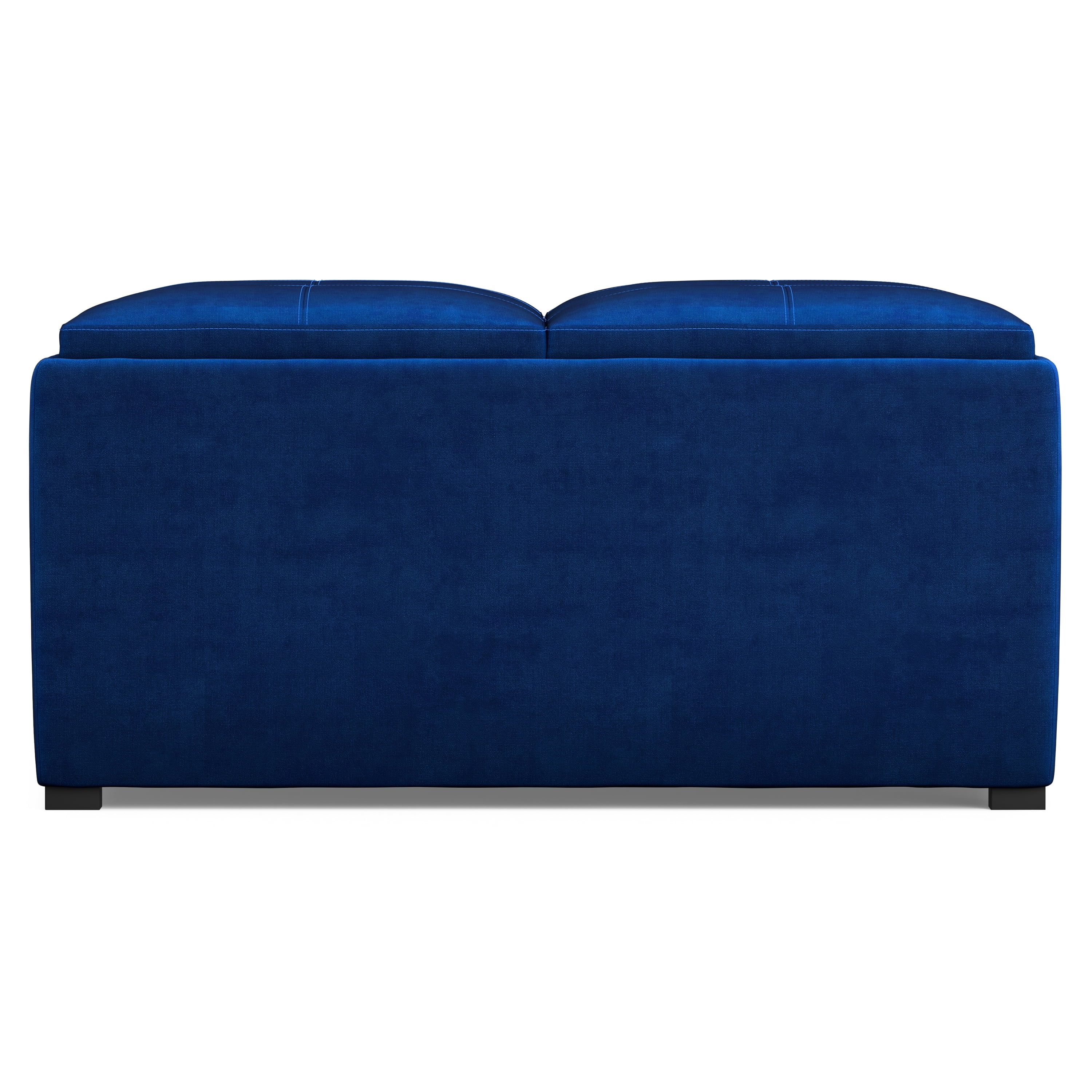 Avalon 35 inch Wide Contemporary Square Coffee Table Storage Ottoman in Blue Velvet Fabric