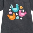 thumbnail image 2 of Instant Message - Colorful Chickens Graphic Short Sleeve Fleece Dress, 2 of 5