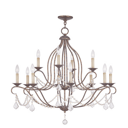 

Chandeliers 12 Light With Hand Applied Venetian Golden Bronze size 34 in 480 Watts - World of Crystal