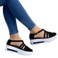 thumbnail image 4 of Sandalias con hebilla de plataforma de cuña para mujer Sandalias con punta redonda de color sólido con punta cerrada Wmkox8yii  nm3289, 4 of 4