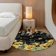 thumbnail image 3 of Summer Floral Round Area Rugs 3 ft, Watercolor Sunflower Eucalyptus Leaves Letter Print Washable Small Area Rug with Non-Slip Sturdy Edge Binding Round Front Door Mat Floor Carpet for Entryway, 3 of 9